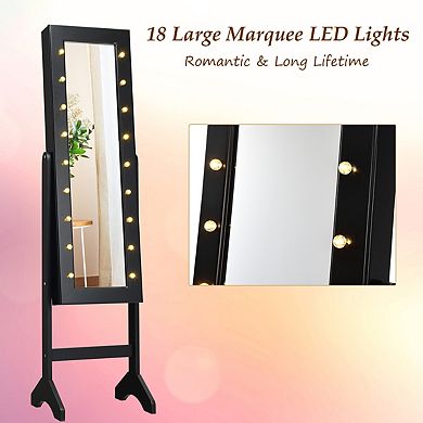 Costway 18 LED lights Mirrored Jewelry Cabinet Organizer