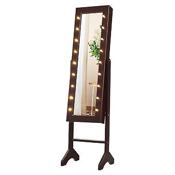 Costway 18 LED lights Mirrored Jewelry Cabinet Organizer