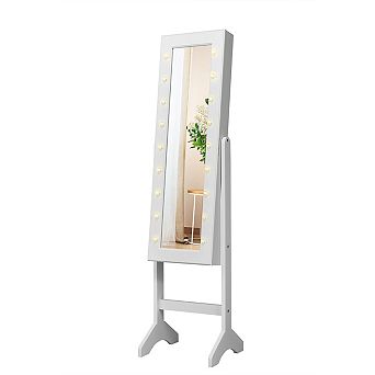 Costway 18 LED lights Mirrored Jewelry Cabinet Organizer