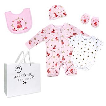 Baby Girls Princess Bear 5 pc Layette Gift Set