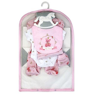 Baby Girls Princess Bear 5 Pc Layette Gift Set