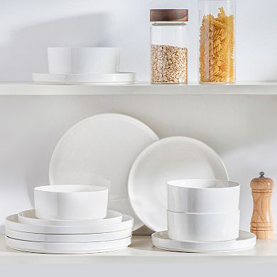 12-pcs Porcelain Dining Set for 4, incl. Dinner, Dessert Plates, Bowls