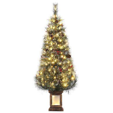 2Pcs 4.5 Ft Pre-Lit Christmas Tree, Artificial Christmas Tree with 108 Warm White Led Lights