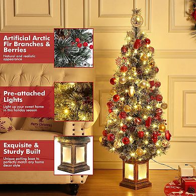 2Pcs 4.5 Ft Pre-Lit Christmas Tree, Artificial Christmas Tree with 108 Warm White Led Lights