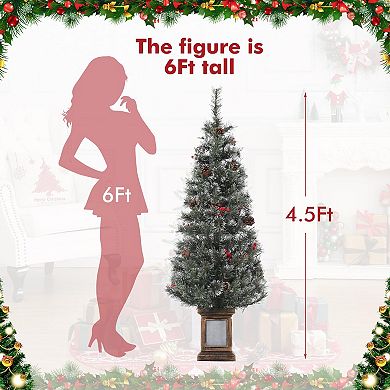 2Pcs 4.5 Ft Pre-Lit Christmas Tree, Artificial Christmas Tree with 108 Warm White Led Lights