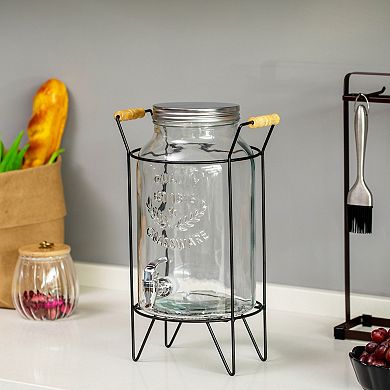 Basicwise 1.6-Gallon Glass Drink Dispenser with Stainless Steel Spigot Water Container