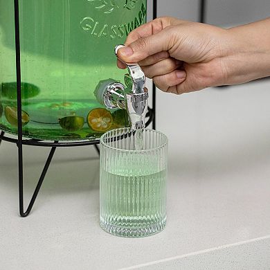 Basicwise 1.6-Gallon Glass Drink Dispenser with Stainless Steel Spigot Water Container