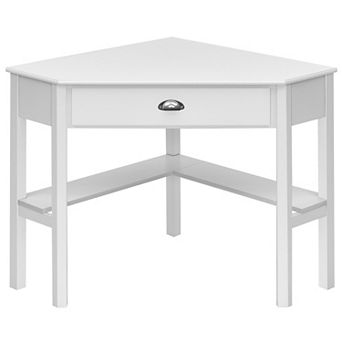 Costway Triangle Computer Desk Corner Office Desk Laptop Table w/ Drawer Shelves