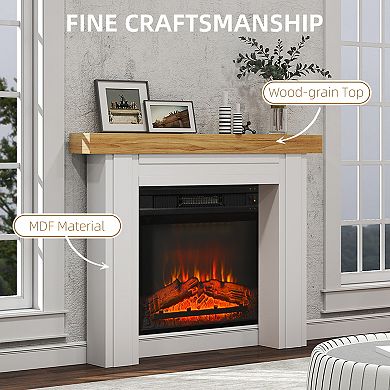 HOMCOM Modern Fireplace Mantel, Fireplace Surround with Leg, Wood