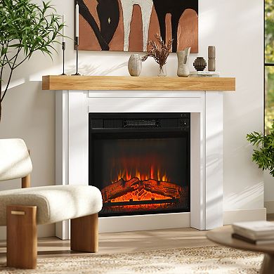 HOMCOM Modern Fireplace Mantel, Fireplace Surround with Leg, Wood
