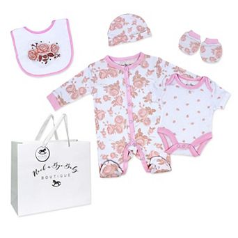 Baby Girls Coral 5 pc Layette Gift Set
