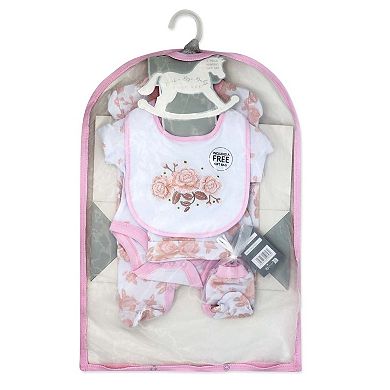 Baby Girls Coral 5 Pc Layette Gift Set