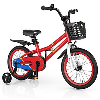 Costway 16'' Kid's Bike with Removable Training Wheels & Basket for 4-7 Years Old