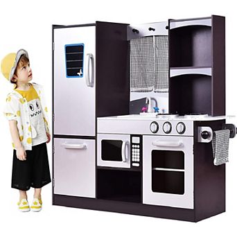 Costway Kids Kitchen Playset Wooden Chef's Pretend Play Toy Cooking Food Set Gift for Kids