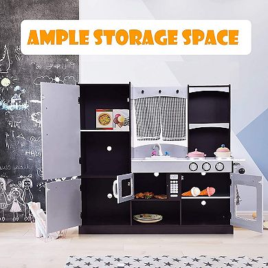 Costway Kids Kitchen Playset Wooden Chef's Pretend Play Toy Cooking Food Set Gift for Kids