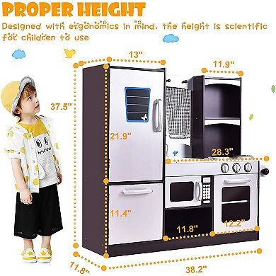 Costway Kids Kitchen Playset Wooden Chef's Pretend Play Toy Cooking Food Set Gift for Kids