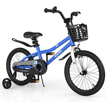 Costway 18'' Kid's Bike with Removable Training Wheels & Basket for 4-8 Years Old