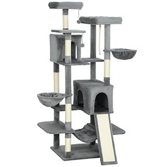 PawHut 69inch Cat Tower with 2 Condos, Large Cat Tree for Multiple Cats