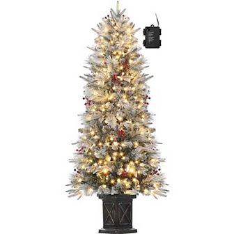 Christmas Tree, 4.5-Foot Pre-Lit Artificial Christmas Tree with 200 Warm Led Lights