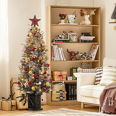 Christmas Tree, 4.5-Foot Pre-Lit Artificial Christmas Tree with 200 Warm Led Lights
