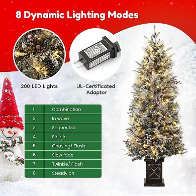 Christmas Tree, 4.5-Foot Pre-Lit Artificial Christmas Tree with 200 Warm Led Lights