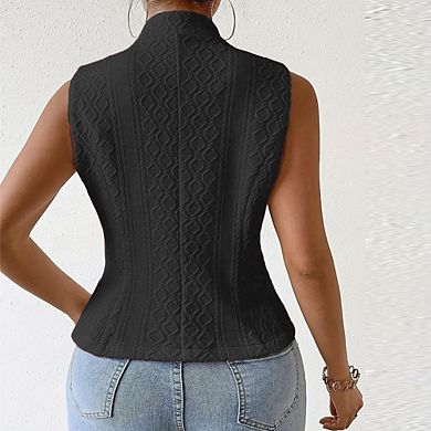 Women's Fall Sleeveless Sweater Vest Top Knit Stretchy Lightweight Casual Office Slim Fully Lined