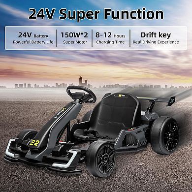 24V 7.5 Mph Electric Go Kart,Go Kart Electric Drift Kart Car
