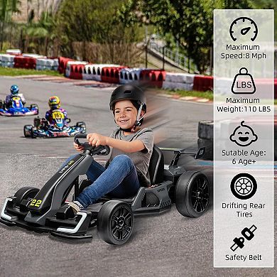 24V 7.5 Mph Electric Go Kart,Go Kart Electric Drift Kart Car
