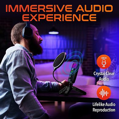 Delton U3000 USB Microphone, Condenser Mic with RGB Lights (DRU3000)