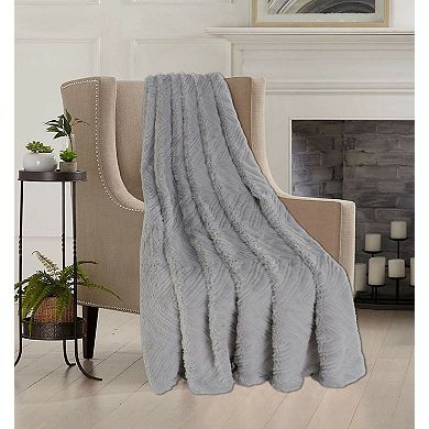 Kate Aurora Salon de Maison Faux Shearling Ultra Plush Chevron Throw Blanket