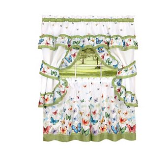 Goodgram Butterflies Prairie Complete 5 pc Cottage Kitchen Curtain Set