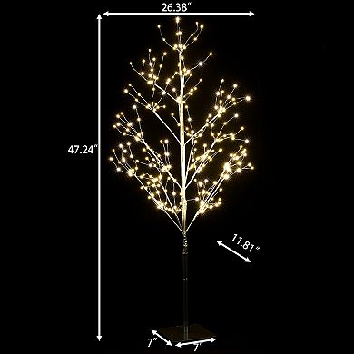 LuxenHome Pre-lit 47.24" Birch Twig Artificial Tree