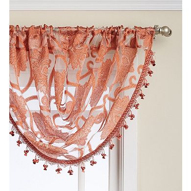Kate Aurora Custom Scroll Sheer Voile Waterfall Window Curtain Valances