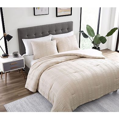 Kate Aurora Modern Accents Jodi Ruffled Embossed 3 Piece Comforter and Pillow Shams Set , Gray