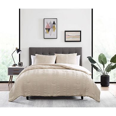 Kate Aurora Modern Accents Jodi Ruffled Embossed 3 Piece Comforter and Pillow Shams Set , Gray