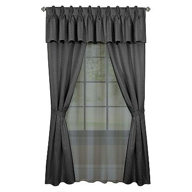 Kate Aurora Complete 6 Piece Attached Custom Jacquard and Sheer Window Curtain Set