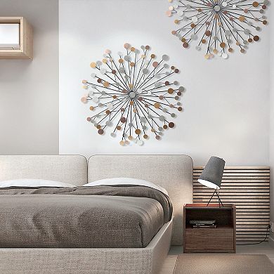 LuxenHome Silver, Black, And Gold Iron Metal Round Abstract Wall Decor