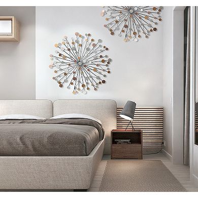 LuxenHome Silver, Black, And Gold Iron Metal Round Abstract Wall Decor