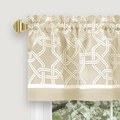 Kate Aurora Geometric Crescent 3 Piece Rod Pocket Cafe Kitchen Curtain Tier and Valance Set