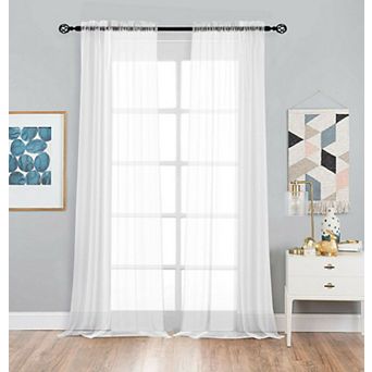 Kate Aurora 2 pc Premium Rod Pocket Sheer Voile Curtain Panels For Extra Long Windows