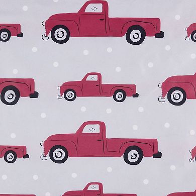 Kate Aurora Tis' The Season Holiday Christmas Trucks Fabric Shower Curtain With 12 Matching Hooks