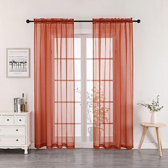Kate Aurora 2 pc Halloween Spooky Harvest Themed Pumpkin Spice Rod Pocket Sheer Curtain Panels