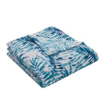 Kate Aurora Blue and Pink Tropical Sea Breeze Floral Ultra Soft and Plush Accent Throw Blanket