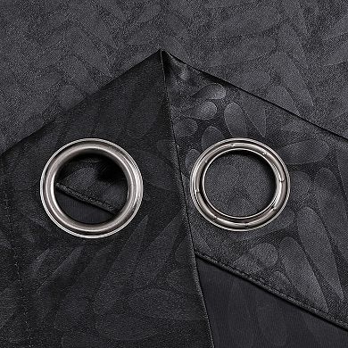 Kate Aurora 1 Piece Priscilla Light Filtering Embossed Leaves Jacquard Window Curtain Panel