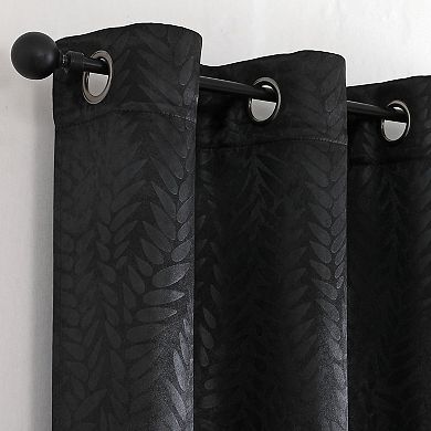 Kate Aurora 1 Piece Priscilla Light Filtering Embossed Leaves Jacquard Window Curtain Panel