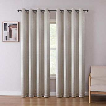 Kate Aurora 1 pc Priscilla Light Filtering Embossed Leaves Jacquard Window Curtain Panel