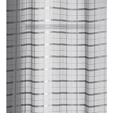 Kate Aurora 2 Piece Silver Plaid Grommet Top Sheer Window Curtain Panels
