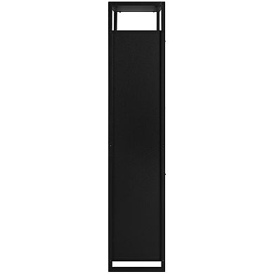 eHemco 3-Door Shoe Cabinet with Shelf, Modern Storage Organizer, Black Metal Frame, 3 Flip Drawers