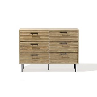 LuxenHome Mid-Century Modern Wave 6-Drawer 47.2-Inch Wide Dresser