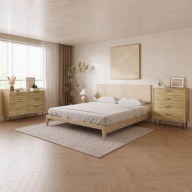 LuxenHome Mid-Century Modern Wave 6-Drawer 47.2-Inch Wide Dresser